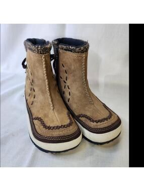 Merrell Tan Brown Suede Insulated Zip Ankle Snow Boot Puffin Mid Women's 7.5